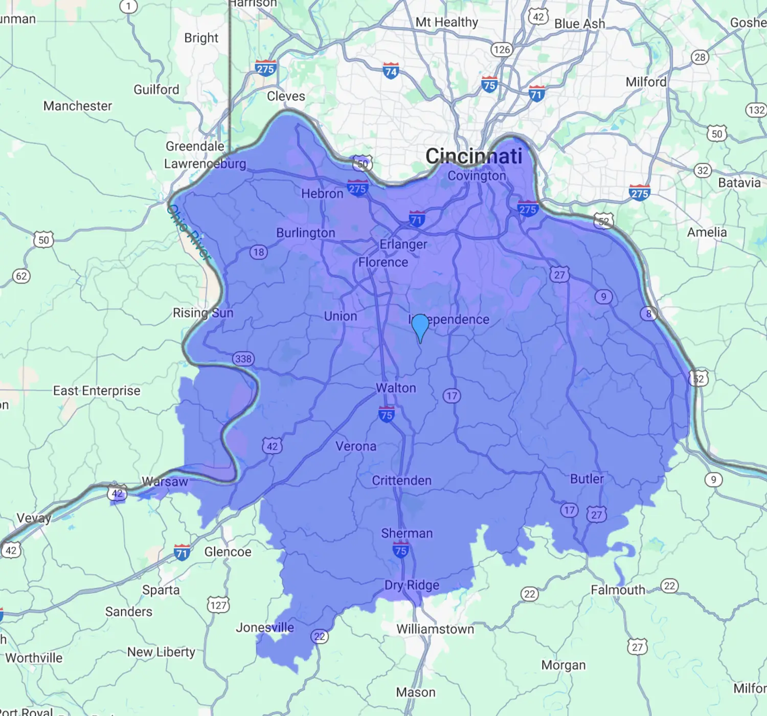 Service area of Leisure Pools Northern Kentucky